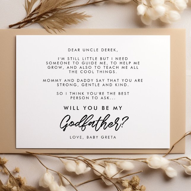 Modern typography Will you be my Godfather card (Creator Uploaded)