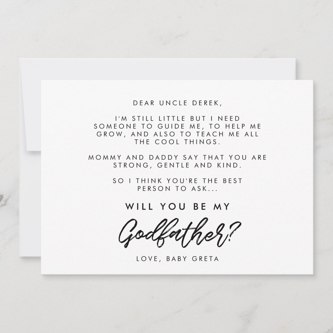 Modern typography Will you be my Godfather card | Zazzle