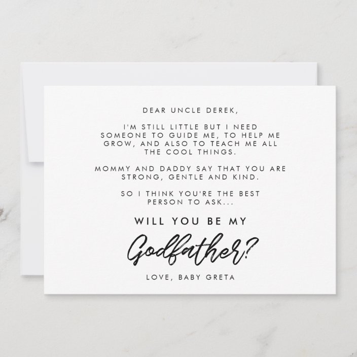 Modern typography Will you be my Godfather card | Zazzle.com