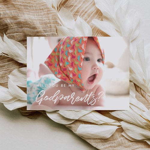 Modern typography Will you be my Godparents card