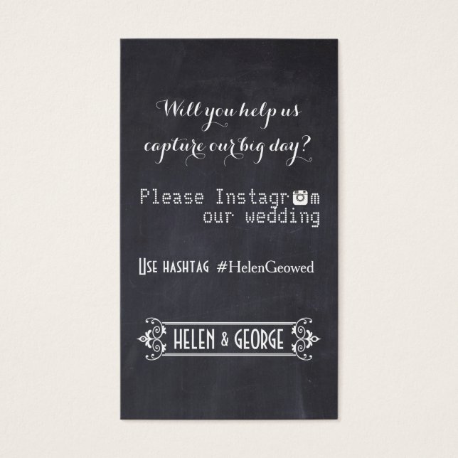 Modern typography with Instagram hashtag wedding (Front)