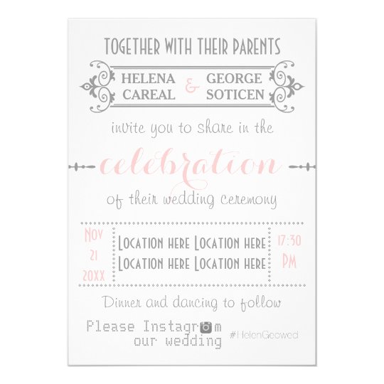 Modern typography with Instagram hashtag wedding Invitation