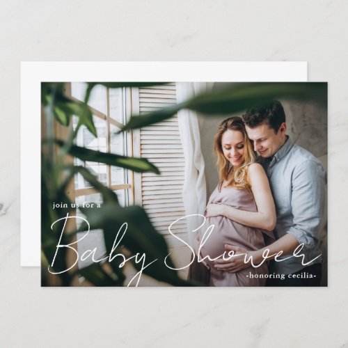 Modern Typography with Photo Baby Shower Invitation