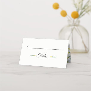 Modern typography yellow wedding folded escort place card