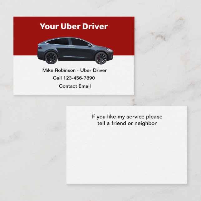 Modern Uber Driver Ride Hailing Business Card (Front/Back)
