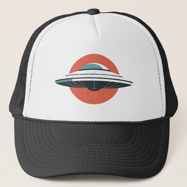 Modern UFO Minimalist Design Trucker Hat (Front)