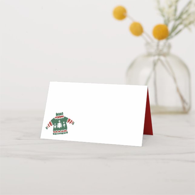 Modern Ugly Christmas Sweater  | Holiday Place Card (Front)