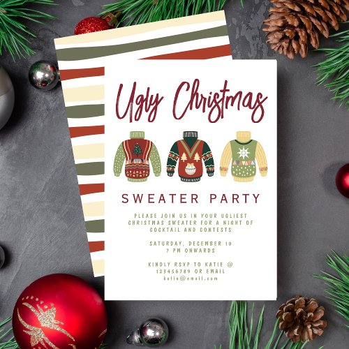 Modern Ugly Christmas Sweater Party Invitation
