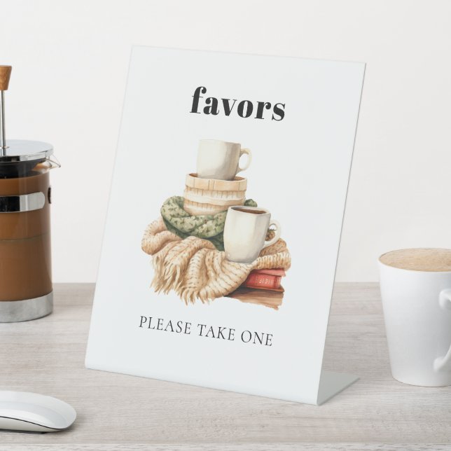Modern Ugly Sweater Baby Shower Favor   Pedestal Sign (In SItu)