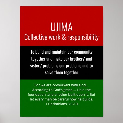 Modern UJIMA Collective Work Christian Kwanzaa Poster