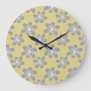 Modern ultimate grey floral pattern large clock