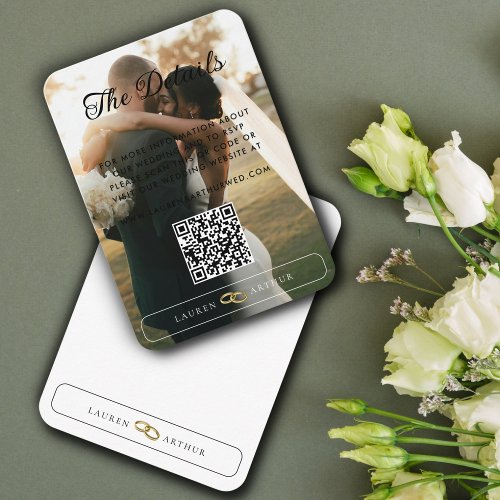 Modern Ultra Chic Minimal Photo Wedding Details Enclosure Card