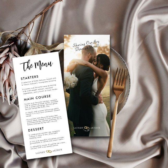 Modern Ultra Chic Minimal Photo Wedding Menu Card (Creator Uploaded)