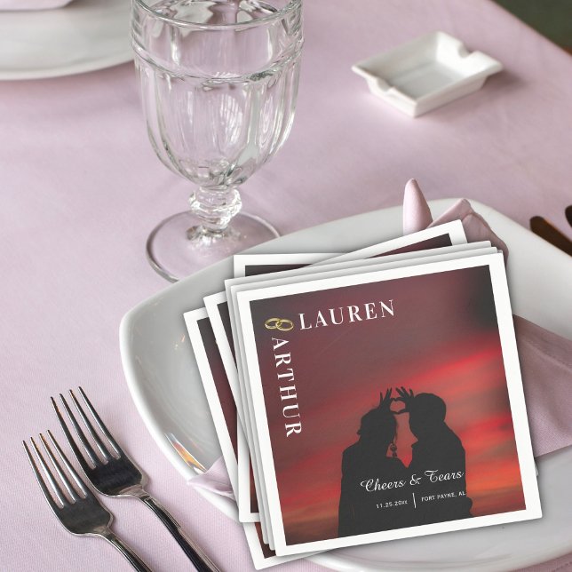 Modern Ultra Chic Minimal Photo Wedding Napkins (Creator Uploaded)