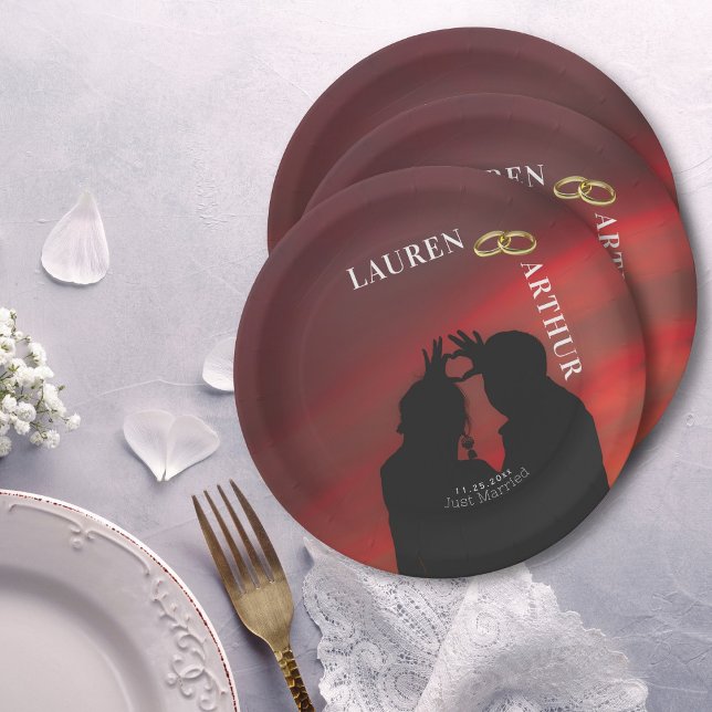 Modern Ultra Chic Minimal Photo Wedding Paper Plates (Creator Uploaded)