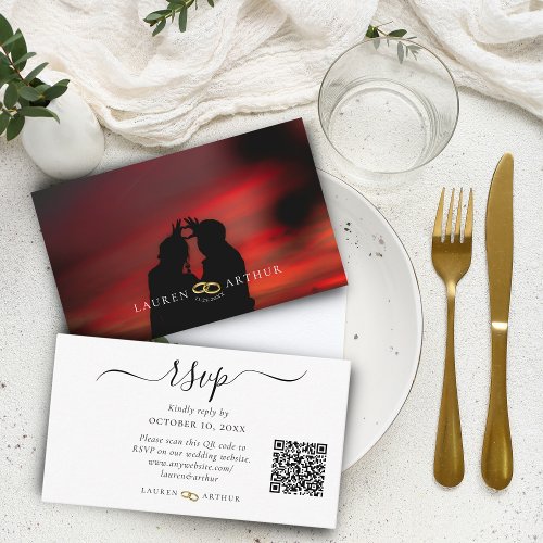 Modern Ultra Chic Minimal Photo Wedding RSVP Enclosure Card