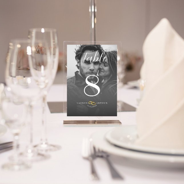 Modern Ultra Chic Minimal Photo Wedding Table Number (Creator Uploaded)