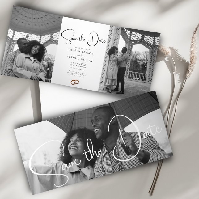 Modern Ultra Chic Minimal Save The Date Photo Card (Creator Uploaded)