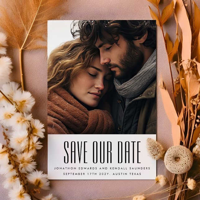 Modern Ultra Simple Photo Editable Names Wedding Save The Date (Creator Uploaded)