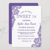 Modern Ultra Violet Lace SWEET 16 Invitation (Front/Back)