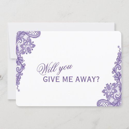 Modern Ultra Violet Lace Will You Give Me Away Invitation