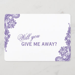 Modern Ultra Violet Lace Will You Give Me Away Invitation