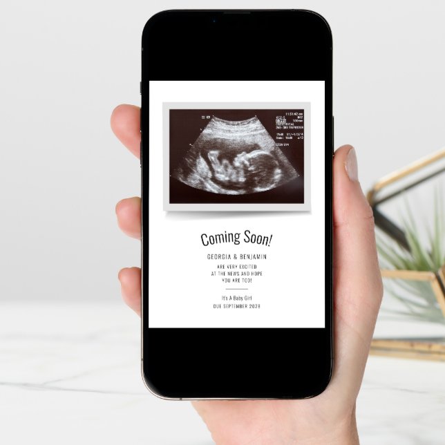 Modern Ultrasound Photo Coming soon Pregnancy Announcement (Front Digital)