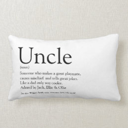 Modern Uncle Funcle Definition Black and White Fun Lumbar Pillow