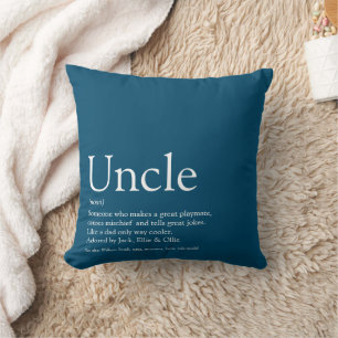 Modern Uncle Funcle Definition Blue Fun Throw Pillow