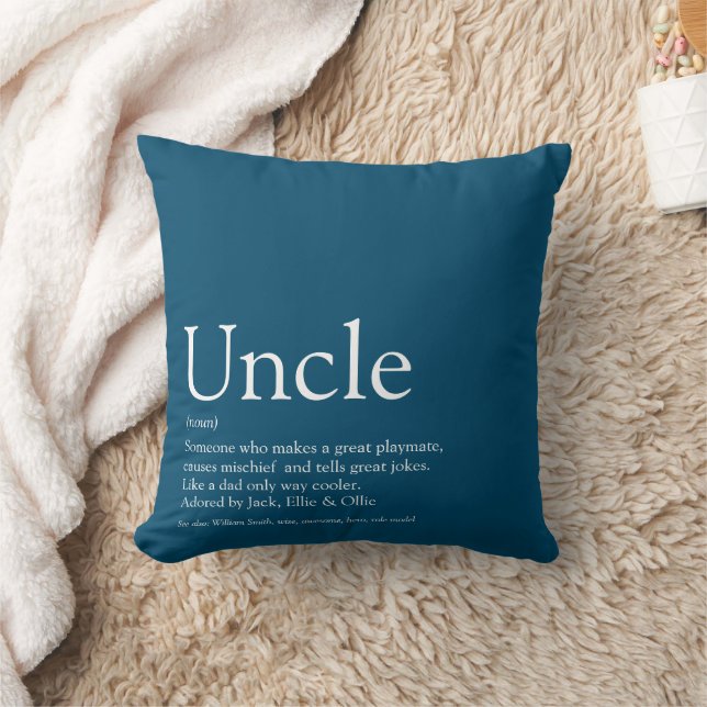 Modern Uncle Funcle Definition Blue Fun Throw Pillow (Blanket)