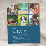 Modern Uncle, Funcle Definition Fun Blue 6 Photo Fleece Blanket<br><div class="desc">Personalize with 6 favorite photos and personalized text for your special,  favorite Uncle or Funcle to create a unique gift. A perfect way to show him how amazing he is every day. Designed by Thisisnotme©</div>