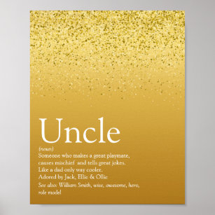 Modern Uncle Funcle Definition Gold Glitter Glam Poster