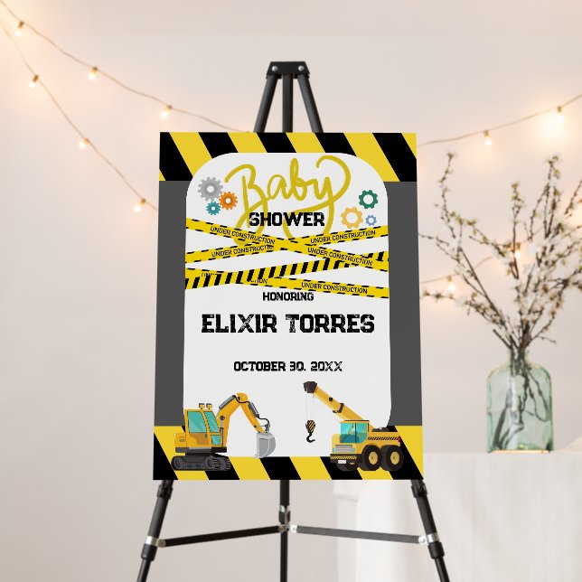Modern Under Construction Baby Shower Foam Board (In Situ (Stand))