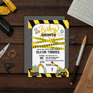Modern Under Construction Baby Shower Invitation