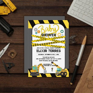 Modern Under Construction Baby Shower Invitation