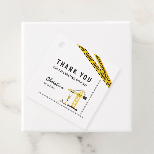 Modern Under Construction Crane Theme Thank You Favor Tags