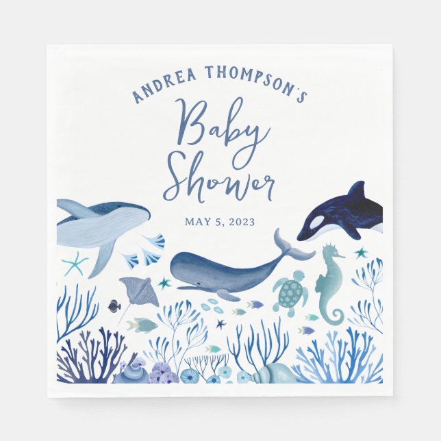 Modern Under the Sea Baby Shower for Boys Napkins (Front)