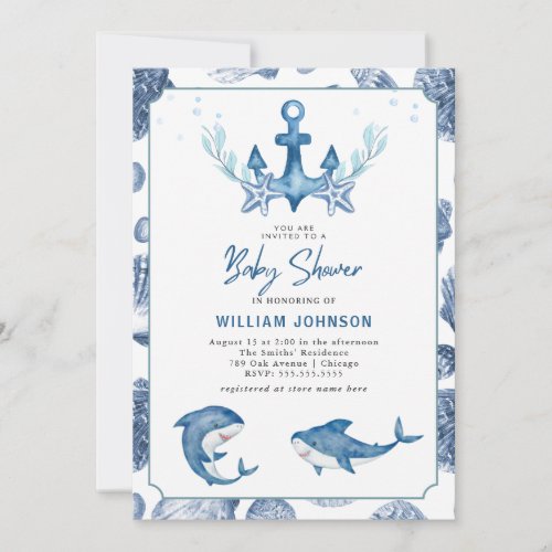 Modern under the sea Baby Shower Invitation