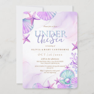 Modern Under the Sea Baby Shower Ocean Watercolor Invitation