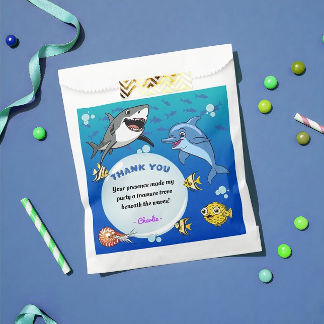 Modern Under the Sea Cute Cartoon Ocean Animals Favor Bag (Creator Uploaded)
