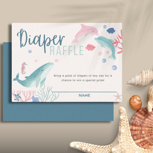 Modern Under the Sea Diaper Raffle Baby Shower Enclosure Card (Creator Uploaded)