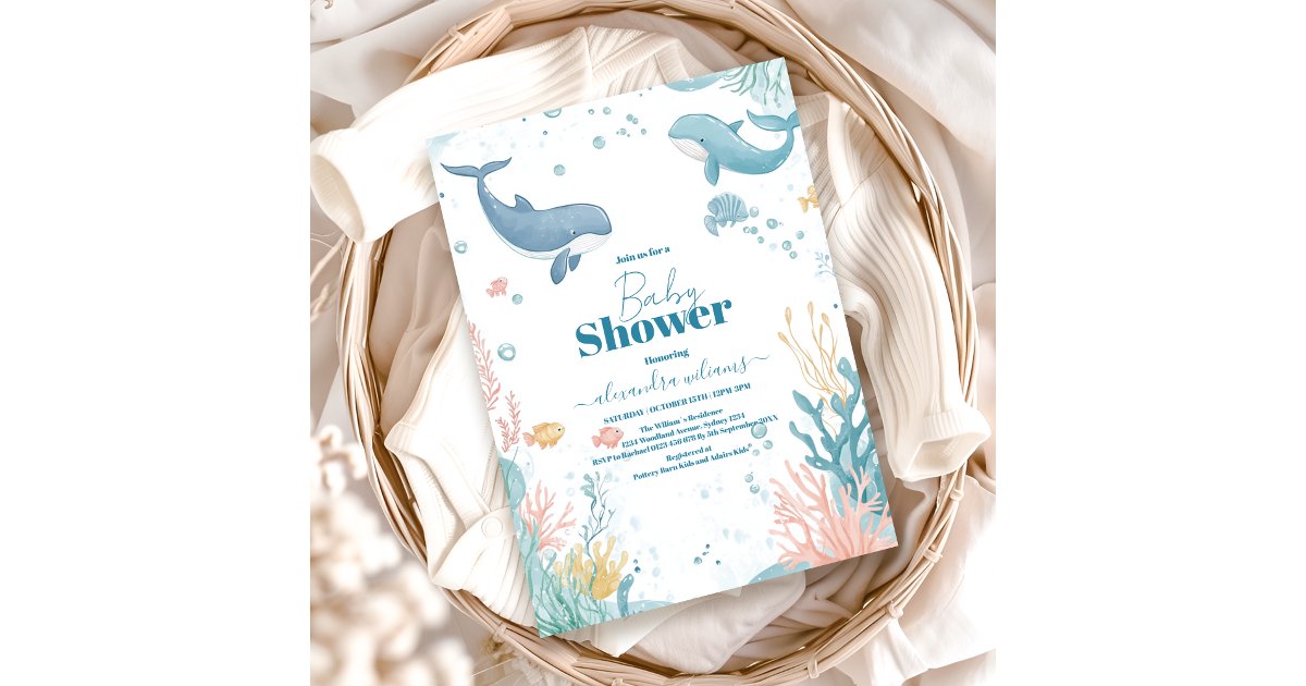 Modern Under the Sea Gender Neutral Baby Shower Invitation | Zazzle