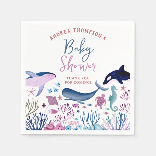 Modern Under the Sea Gender Neutral Baby Shower Napkins