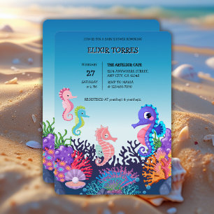 Modern Under the Sea Seahorse Baby Shower Invitation