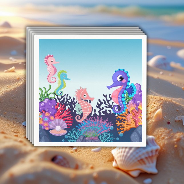 Modern Under the Sea Seahorse Baby Shower Napkins (Creator Uploaded)