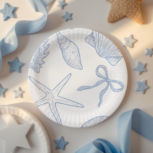 Modern Under The Sea You Soon Blue Baby Shower Paper Plates
