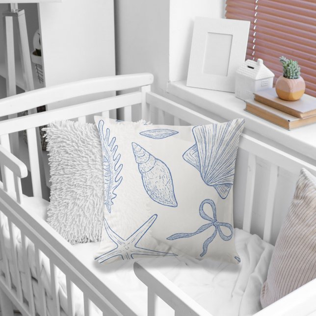 Modern Under The Sea You Soon Blue Baby Shower Throw Pillow (Creator Uploaded)