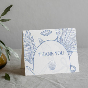 Modern Under The Sea You Soon Blue Boy Baby Shower Letterpress Thank You Card