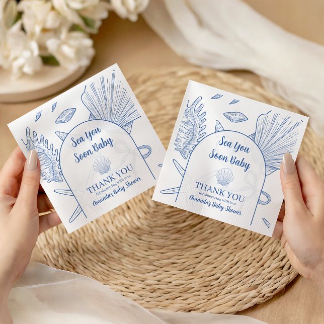 Modern Under The Sea You Soon Blue Boy Baby Shower Napkins (Creator Uploaded)