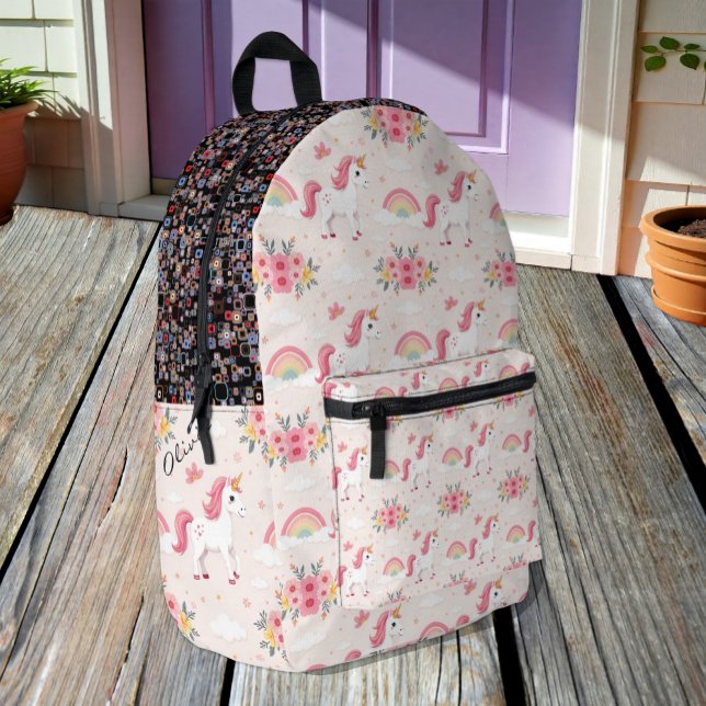 Modern Unicorn Backpack, dreamy rainbows / Name Printed Backpack (Creator Uploaded)